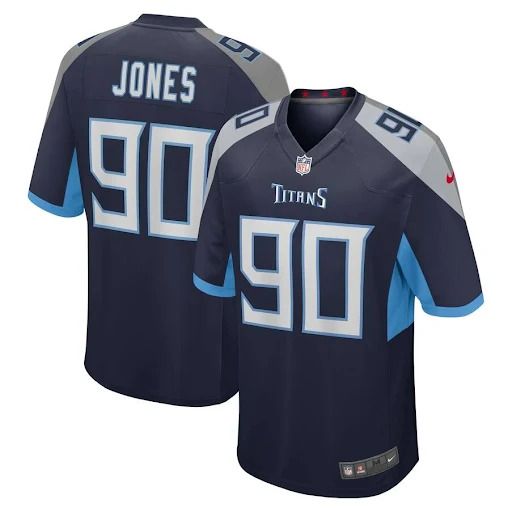 Men Tennessee Titans 90 DaQuan Jones Nike Navy Game NFL Jersey